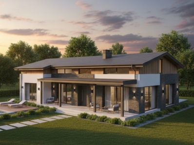 bản vẽ 3d nhà cấp 4 3 phòng ngủ