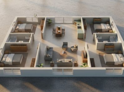 bố trí nhà cấp 4 3 phòng ngủ