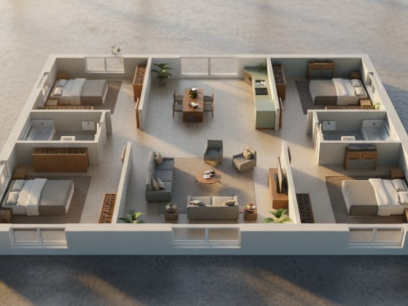 bố trí nhà cấp 4 3 phòng ngủ