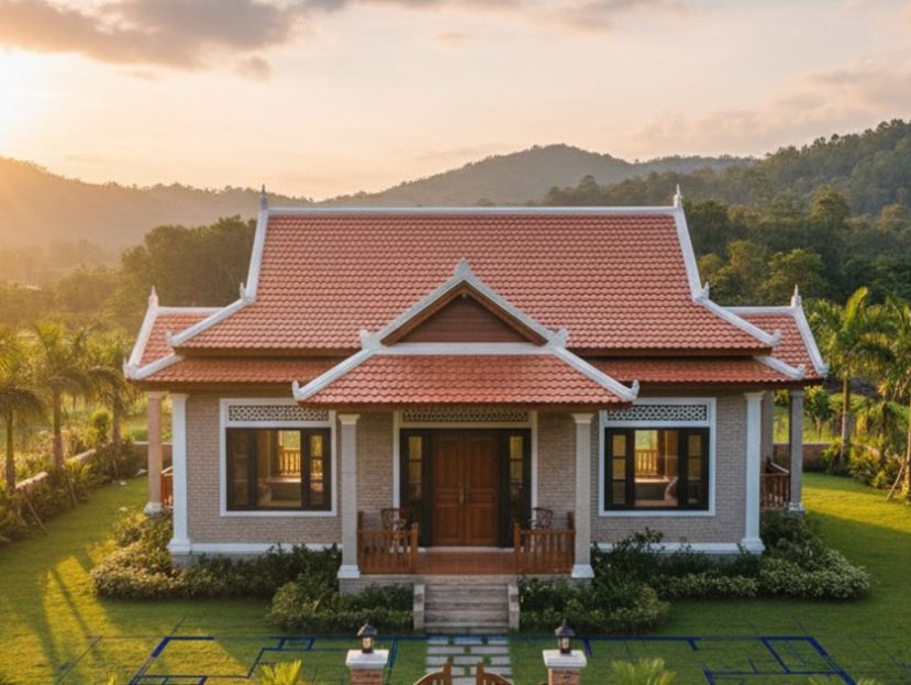 mặt bằng nhà cấp 4 mái thái