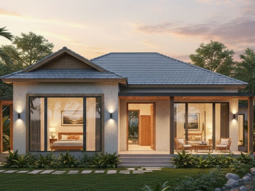 mẫu nhà cấp 4 3 phòng ngủ 120m2