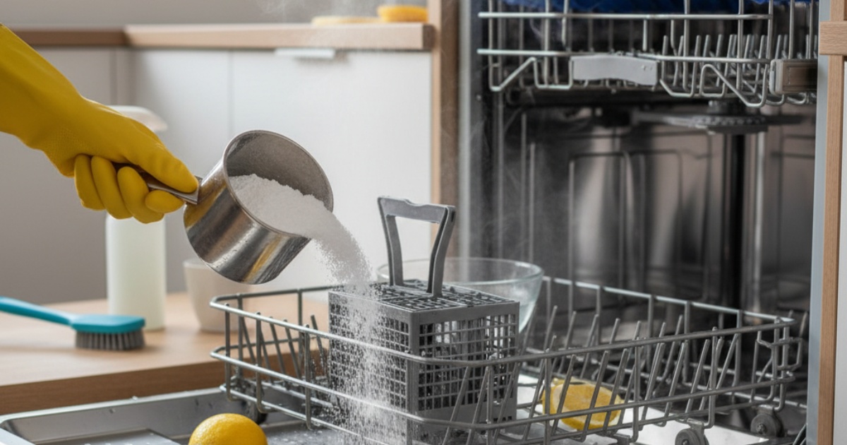 vệ sinh máy rửa bát bằng baking soda