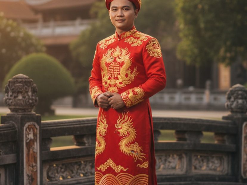 Vietnamese groom outfit