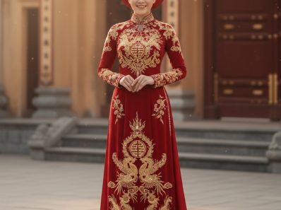 red Vietnamese wedding dress