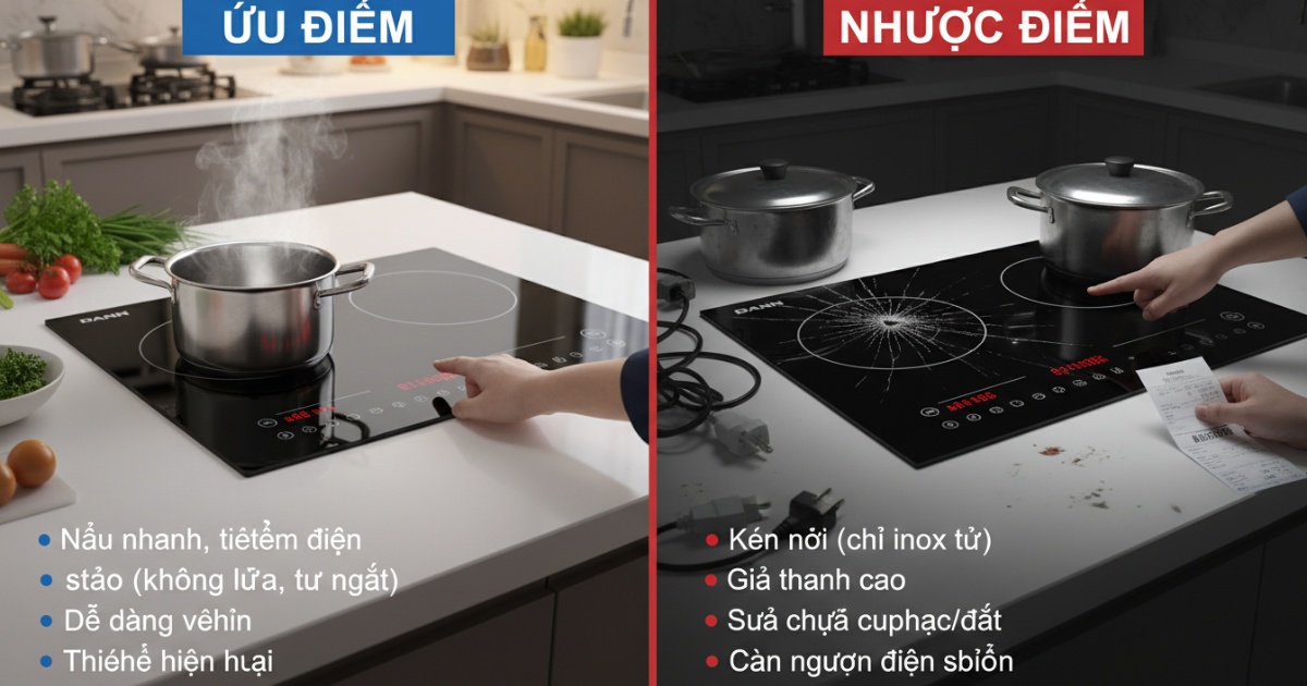 Ưu điểm và nhược điểm của dòng bếp từ Dann