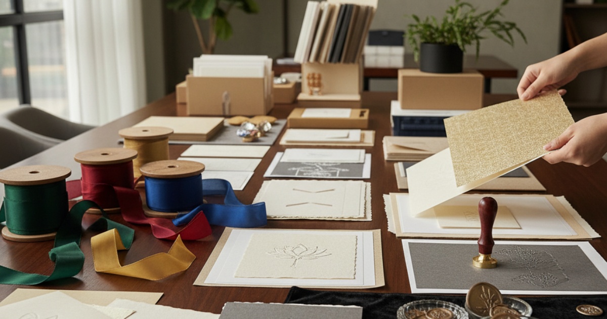 Material selection at a high quality Vietnamese wedding invitation company Material selection at a high quality Vietnamese wedding invitation company