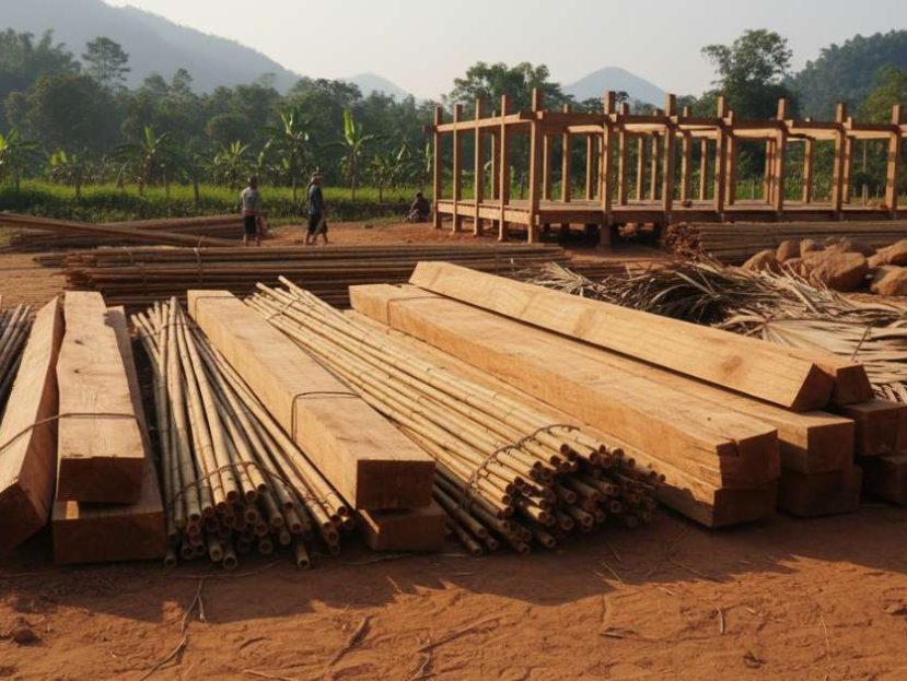 vật liệu xây dựng nhà rông