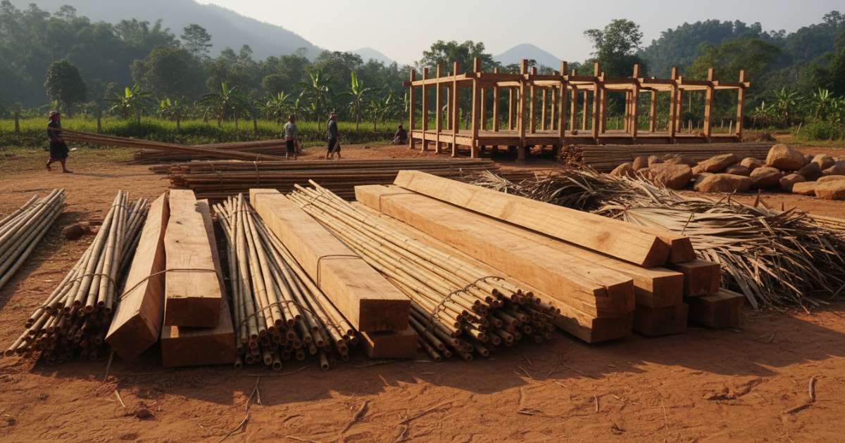 vật liệu xây dựng nhà rông
