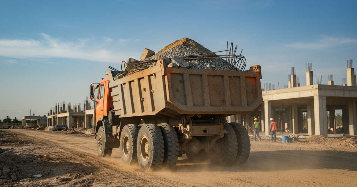 xe chở vật liệu xây dựng