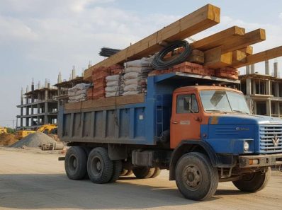 xe tải 5 tấn chở vật liệu xây dựng