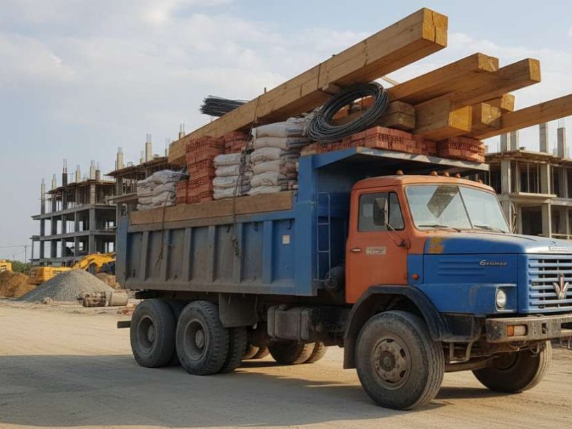 xe tải 5 tấn chở vật liệu xây dựng